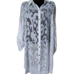 Lilly Pulitzer Natalie White Beach Coverup Resort Sheer Tab Shirt M Medium